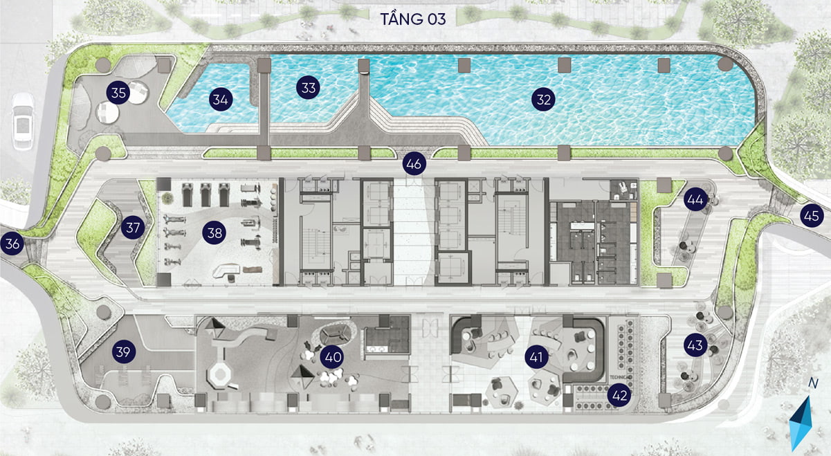 Mặt bằng tầng 3 - Block Sea
