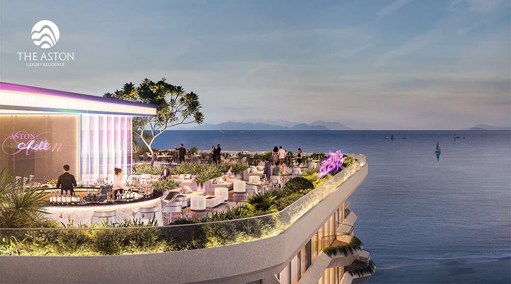Phối cảnh Sky Bar hướng nhìn trực diện vịnh Nha Trang tuyệt mỹ tại dự án. Ảnh Tập đoàn Danh Khôi